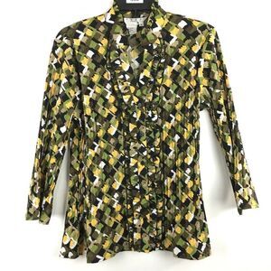 Como Stretch Womens Blouse Sz Med Top Accordion‎